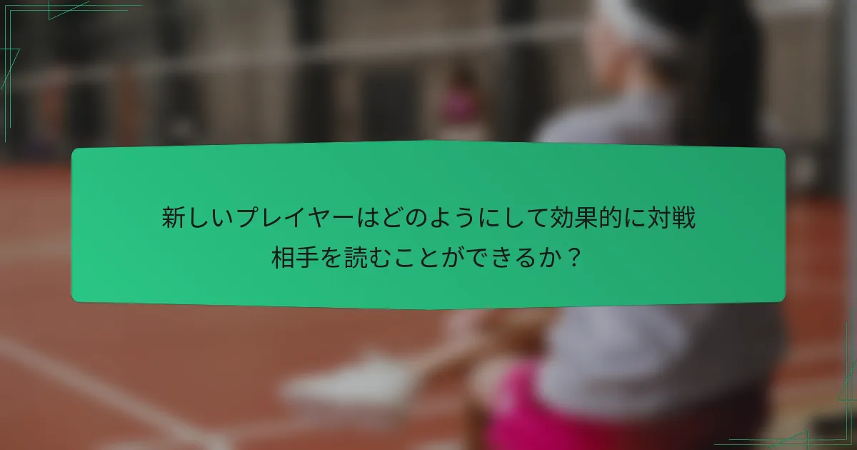 新しいプレイヤーはどのようにして効果的に対戦相手を読むことができるか？