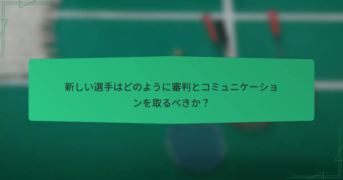 新しい選手はどのように審判とコミュニケーションを取るべきか？